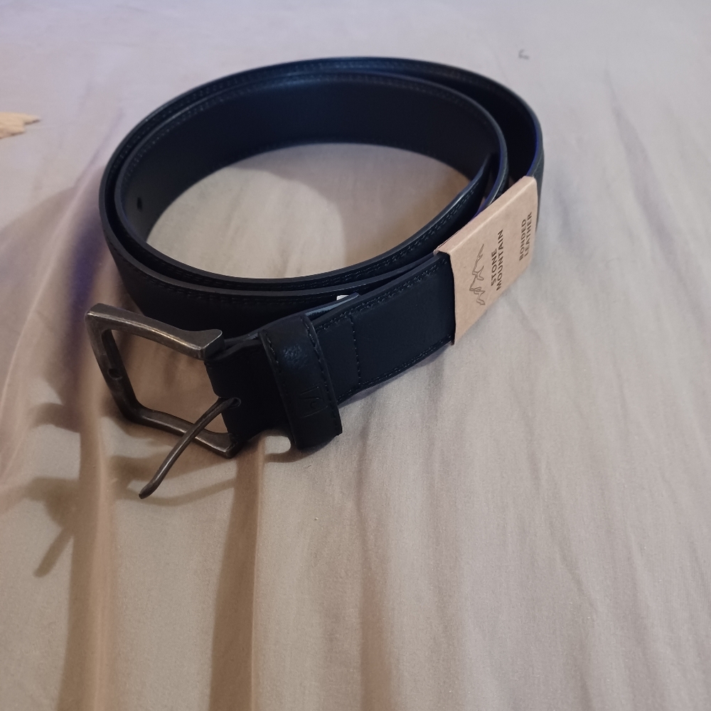 New Men's Stone Mountain Bonded leather belt Sz XL 42-44 durable black